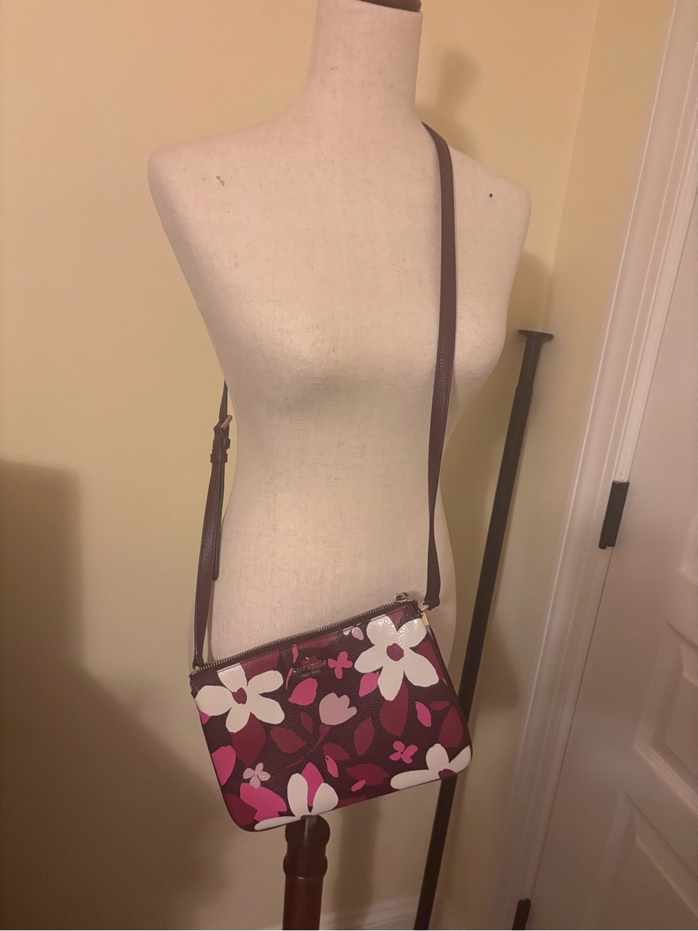Kate Spade Floral Crossbody Bag in Plum and Pink